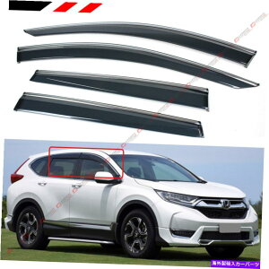 oOV[h 2017-21z_CRV CR-VNbvIX[NF̑oCU[xgw/Ng FOR 2017-21 HONDA CRV CR-V CLIP-ON SMOKE TINTED WINDOW VISOR VENT W/ CHROME TRIM