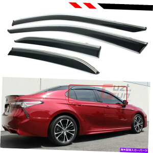 oOV[h 18-2020̃g^JNbvINgEBhEoCU[CK[hftN^[ FOR 18-2020 TOYOTA CAMRY CLIP-ON CHROME TRIM WINDOW VISOR RAIN GUARD DEFLECTOR