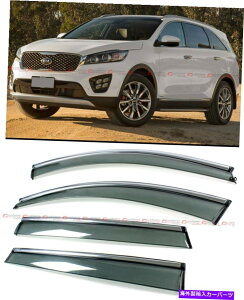 oOV[h 2016-2019Kia Sorento Clip-On^Cv̉FEBhEoCU[t̃eBgEBhEoCU[ FOR 2016-2019 KIA SORENTO CLIP-ON TYPE SMOKE TINTED WINDOW VISOR W/ CHROME TRIM