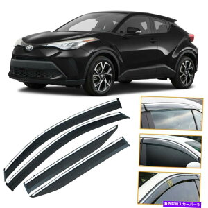 oOV[h 2018-2021g^C-HREBhEoCU[CftN^[NgX[Nɒ For 2018-2021 Toyota C-HR Window Visors Rain Deflector Chrome Trim Smoke Tinted
