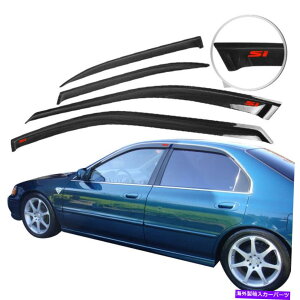 oOV[h 94-97̃z_AR[hCEBhEoCU[TChVF[hK[hX[NFtxg4PCS For 94-97 Honda Accord Rain Window Visor Side Shade Guard Smoke Tinted Vent 4Pcs