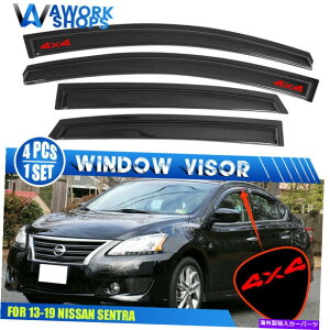 �o�O�V�[���h 13-19���Y�Z���g���E�B���h�E�o�C�U�[���C���K�[�h�x���g�f�t���N�^�[w/ red 4x4 Fits 13-19 Nissan Sentra Window Visors Rain Guard Vent Deflector w/ Red 4X4�y���s�A���i�z