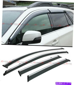 oOV[h 2015-19̉̉̐FtTChEBhEoCU[̃XoAEgobNNbv/Ngt FOR 2015-19 SUBARU OUTBACK CLIP ON SMOKE TINTED SIDE WINDOW VISOR W/ CHROME TRIM