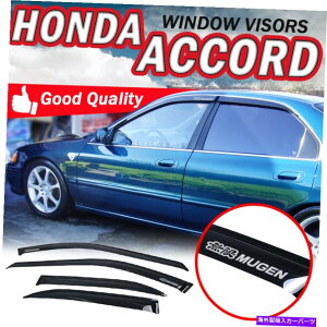 �o�O�V�[���h 94-97�̃z���_�A�R�[�h�Z�_���X�����E�B���h�E���C���o�C�U�[�u���b�N�X���[�N�f�t���N�^�[�x���g For 94-97 Honda Accord Sedan Slim Window Rain Visors Black Smoke Deflector Vents