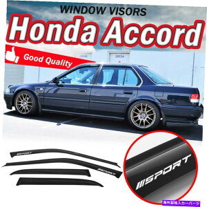 oOV[h 90-93z_AR[hZ_EBhoCU[xgVF[hX[NftN^[W/X|[c For 90-93 Honda Accord Sedan Window Visor Vent Shade Smoke Deflector w/ SPORT