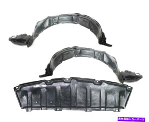 tF_[Ci[ 04-09g^vEX̃Jo[Zbg̉̐VtgtF_[Ci[Z^[GW New Front Fender Liner & Center Engine Under Cover Set For 04-09 Toyota Prius