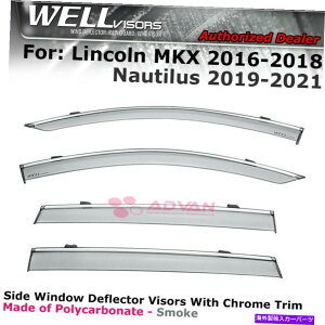 oOV[h Lincoln Nautilus Mkx 16-21 Deflters Chrome TrimWellvisorsEBhEoCU[ WELLvisors Window Visors for Lincoln Nautilus MKX 16-21 Deflectors Chrome Trim