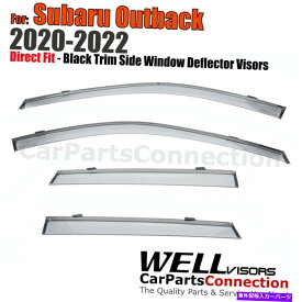 バグシールド スバルアウトバックのウェルバイザー20-22ウィンドウバイザーディフレクターガードブラックトリム Wellvisors For Subaru Outback 20-22 Window Visors Deflectors Guards Black Trim