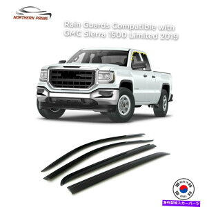 oOV[h GMC Sierra 1500 Limited Crew Cab 2019̃CK[hA4PCSX[NFte[vI Rain Guards for GMC Sierra 1500 Limited Crew Cab 2019 ,4PCs Smoke Tinted Tape-On