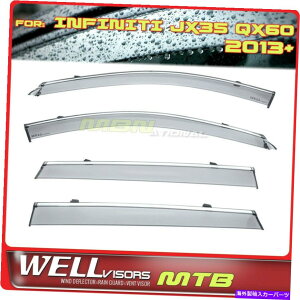 �o�O�V�[���h QX60 JX35 13-21�E�B���h�E�o�C�U�[Chrome�p�̃E�F���o�C�U�[���C���T���E�B���h�_�t���N�^�[ Wellvisors Rain Sun Wind Deflectors For QX60 JX35 13-21 Window Visors Chrome