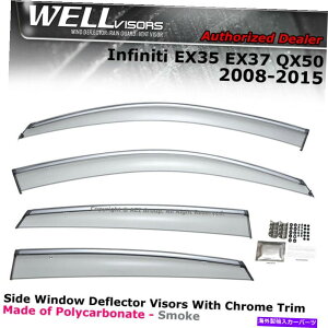 oOV[h CtBjeBEX35 EX37 QX50 08-15 DEFLECTOR VISOR CHROMẼTChNbv̂߂WellVisors WELLvisors For Infiniti EX35 EX37 QX50 08-15 Side Clip on Deflector Visor Chrome