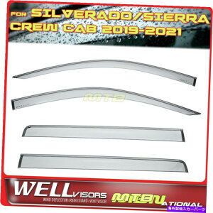 �o�O�V�[���h GMC Sierra Chevy Silverado Crew Cab 19-22�E�B���h�E�o�C�U�[�u���b�N�g������Wellvisors WELLvisors For GMC Sierra Chevy Silverado Crew Cab 19-22 Window Visor Black Trim�y���s�A���i�z