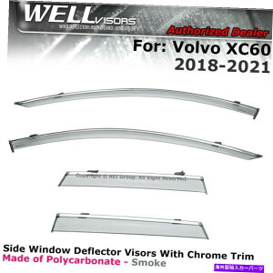 oOV[h {{XC60̃EFoCU[18-22EBhftN^[EBhEoCU[̃NbvNg WELLvisors For Volvo XC60 18-22 Clip on Wind Deflector Window Visors Chrome Trim