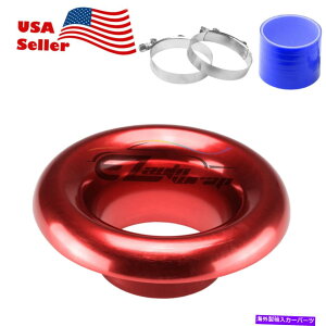 USGACe[N Ci[_Ng 3.5 "bhV[gCzC^[{z[A~jExX^bNVRz[X 3.5" Red Short Ram Air Intake Turbo Horn Aluminum Velocity Stack Silicone Hose