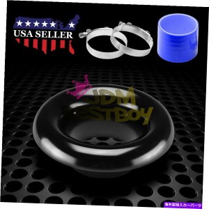 USGACe[N Ci[_Ng 3.5 "ubNV[gCzC^[{z[A~jExX^bNVRz[X 3.5" Black Short Ram Air Intake Turbo Horn Aluminum Velocity Stack Silicone Hose