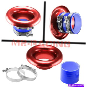 USGACe[N Ci[_Ng 4 "bhV[gCzC^[{z[A~jExX^bNVRz[X 4" Red Short Ram Air Intake Turbo Horn Aluminum Velocity Stack Silicone Hose
