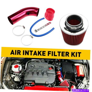 USGACe[N Ci[_Ng Ԃ̃R[hGACe[NtB^[A~ULbgz[XVXejo[Tbh3 '' Car Cold Air Intake Filter Alumimum Induction Kit Hose System Universal Red 