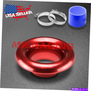 USGACe[N Ci[_Ng 3 "bhV[gCzC^[{z[A~jExX^bNVRz[X 3" Red Short Ram Air Intake Turbo Horn Aluminum Velocity Stack Silicone Hose