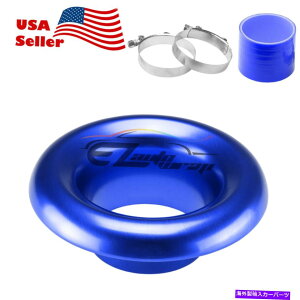 USGACe[N Ci[_Ng 4 "u[V[gCzC^[{z[A~jExX^bNVRz[X 4" Blue Short Ram Air Intake Turbo Horn Aluminum Velocity Stack Silicone Hose