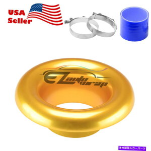USGACe[N Ci[_Ng 3 "S[hV[gCzC^[{z[A~jExX^bNVRz[X 3" Gold Short Ram Air Intake Turbo Horn Aluminum Velocity Stack Silicone Hose