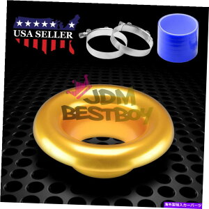 USGACe[N Ci[_Ng 3 "S[hV[gCzC^[{z[A~jExX^bNVRz[X 3" Gold Short Ram Air Intake Turbo Horn Aluminum Velocity Stack Silicone Hose