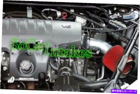 USエアインテーク インナーダクト 2000-2005のブラックレッドエアインテークキット＆フィルターシボレーインパラモデル3.8L V6 Black Red Air Intake kit & Filter For 2000-2005 Chevrolet Impala Model 3.8L V6