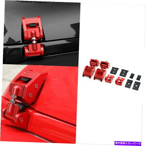 �G���W���J�o�[ �W�[�v�����O���[JK 2007-2017�������b�h�J�[�G���W���t�[�h�o�b�N���J�o�[�g����2PC For Jeep Wrangler JK 2007-2017 Alloy Red Car Engine Hood Buckle Cover Trim 2pc�y���s�A���i�z