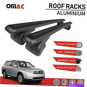 NXo[ g^nC_[̂߂̃[tbNNXo[וLAubN2008-2013 Roof Rack Cross Bars Luggage Carrier Black For Toyota Highlander 2008-2013