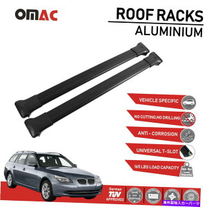 �N���X�o�[ BMW 5�V���[�YE61���S��2006-2010���[�t���b�N�N���X�o�[�ו��L�����A�u���b�N Fits BMW 5 Series E61 Wagon 2006-2010 Roof Rack Cross Bars Luggage Carrier Black�y���s�A���i�z