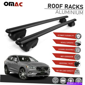 NXo[ [t[bNNXo[AluBוLA̓{{XC60 2018-2022ɓK܂ Black Roof Rail Rack Cross Bars Alu. Luggage Carrier Fits Volvo XC60 2018-2022
