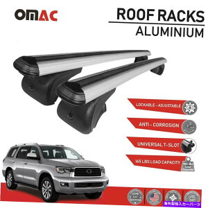 NXo[ g^ZRCÂ߂̃[tbNNXo[וLAVo[A~jE2008-2022 Roof Rack Cross Bar Luggage Carrier Silver Aluminum For Toyota Sequoia 2008-2022