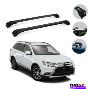 NXo[ OHAEg_[2014-2020̂߂̃[tbNNXo[וLAubN Roof Rack Cross Bars Luggage Carrier Black for Mitsubishi Outlander 2014-2020
