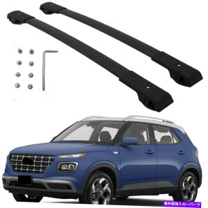 NXo[ q_Ĉ߂2pubN2020-2022[tbN[NXo[וLA 2P black for Hyundai Venue 2020-2022 Roof Rack Rail Cross bar luggage carrier