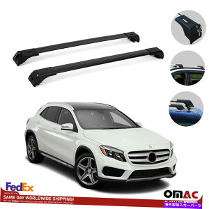 �N���X�o�[ ���[�t���b�N�N���X�o�[�ו��L�����A�u���b�N�Z�b�g�����Z�f�XGLA 2014-2019 Roof Rack Cross Bars Luggage Carrier Black Set for Mercedes GLA 2014-2019