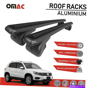 NXo[ eBOA~ebh2017-2018̃[tbNNXo[וLAubN Roof Rack Cross Bars Luggage Carrier Black for Tiguan Limited 2017-2018