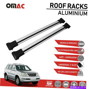 �N���X�o�[ ���[�t���b�N�N���X�o�[���N�T�XGX 470 2003-2009�p�ו��L�����A�V���o�[ Roof Rack Cross Bars Luggage Carrier Silver for Lexus GX 470 2003-2009�y���s�A���i�z
