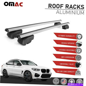 �N���X�o�[ �V���o�[���[�t���[�����b�N�A���~�j�E���N���X�o�[BMW X4 2019-2022�p�ו��L�����A Silver Roof Rail Rack Aluminum Cross Bars Luggage Carrier For BMW X4 2019-2022�y���s�A���i�z