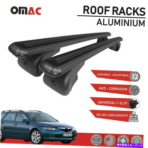 �N���X�o�[ ���[�t���b�N�N���X�o�[�ו��L�����A�u���b�N�Z�b�g�}�c�_6 2004-2007 Roof Rack Cross Bars Luggage Carrier Black Set for Mazda 6 2004-2007