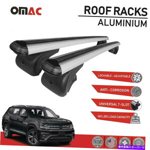 NXo[ [tbNNXo[וLAVo[ABtHNX[QAgX2018-2022̏ꍇ Roof Rack Cross Bars Luggage Carrier Silver Alu. For Volkswagen Atlas 2018-2022
