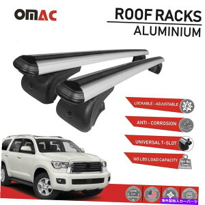 NXo[ g^ZRCÂ߂̃[tbNNXo[וLAVo[2007-2018 Roof Rack Cross Bars Luggage Carrier Silver For Toyota Sequoia 2007-2018