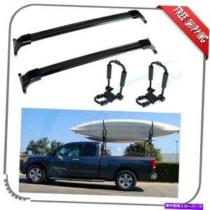 NXo[ 2017-2019 GMC[tbNNXo[ubN[NXo[+T[tBJbNbN Fits 2017-2019 GMC Roof Rack Cross Bars Black Rails Crossbar+Surfing Kayak Rack