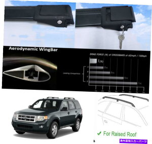 �N���X�o�[ �t�B�b�g�t�H�[�h�G�X�P�[�v2008-2012���[�t���b�N�N���X�o�[�L�����A���[���u���b�N�Z�b�g Fits Ford Escape 2008-2012 Roof Racks Cross Bars Carrier Rails Black Set�y���s�A���i�z