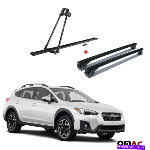 NXo[ oCNLA[tbN +NXo[XoXV CrossTrek 2018-2022pubNZbg Bike Carrier Roof Rack + Cross Bars Black Set For Subaru XV Crosstrek 2018-2022