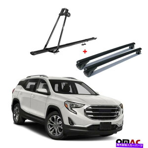 NXo[ ]ԃLA[t[bN +NXo[ubNZbgGMCn`2018-2021 Bike Carrier Roof Rail Rack + Cross Bars Black Set For GMC Terrain 2018-2021