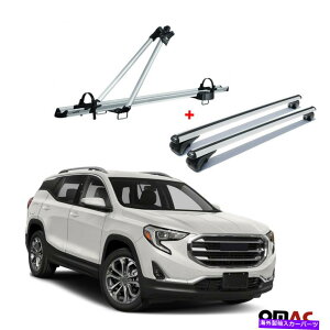 NXo[ ]ԃLA[tbN +NXo[SILVERALUZbgGMCn`2018-2021 Bike Carrier Roof Rack + Cross Bars Silver Alu Set For GMC Terrain 2018-2021