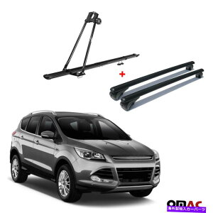 NXo[ ]ԃLA[t}EgbN +NXo[̃ubNZbgtH[hGXP[v2013-2021 Bike Carrier Roof Mount Rack + Cross Bars Black Set For Ford Escape 2013-2021
