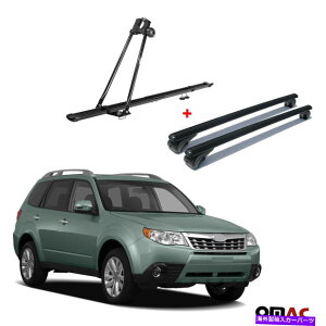 NXo[ oCNLA[tbN +NXo[XotHX^[2008-2013̃ubNZbg Bike Carrier Roof Rack + Cross Bars Black Set For Subaru Forester 2008-2013