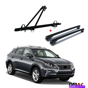 NXo[ NTXRX350 2010-2015p̎]ԃLA[tbN +NXo[ubNAluZbg Bike Carrier Roof Rack + Cross Bars Black Alu Set For Lexus RX350 2010-2015