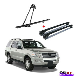 NXo[ oCNLA[tbN +NXo[tH[hGNXv[[2001-2010pubNZbg Bike Carrier Roof Rack + Cross Bars Black Set For Ford Explorer 2001-2010