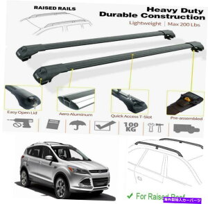 �N���X�o�[ �t�H�[�h�G�X�P�[�v2013-2019���[�t���b�N�N���X�o�[�u���b�N�Z�b�g For Ford Escape 2013-2019 Roof Rack Cross Bars Black Set